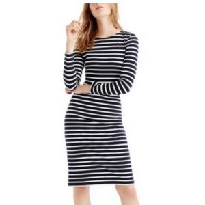 J.Crew Navy & White Stripe Long Sleeve Cotton Midi Dress sz12 NWT